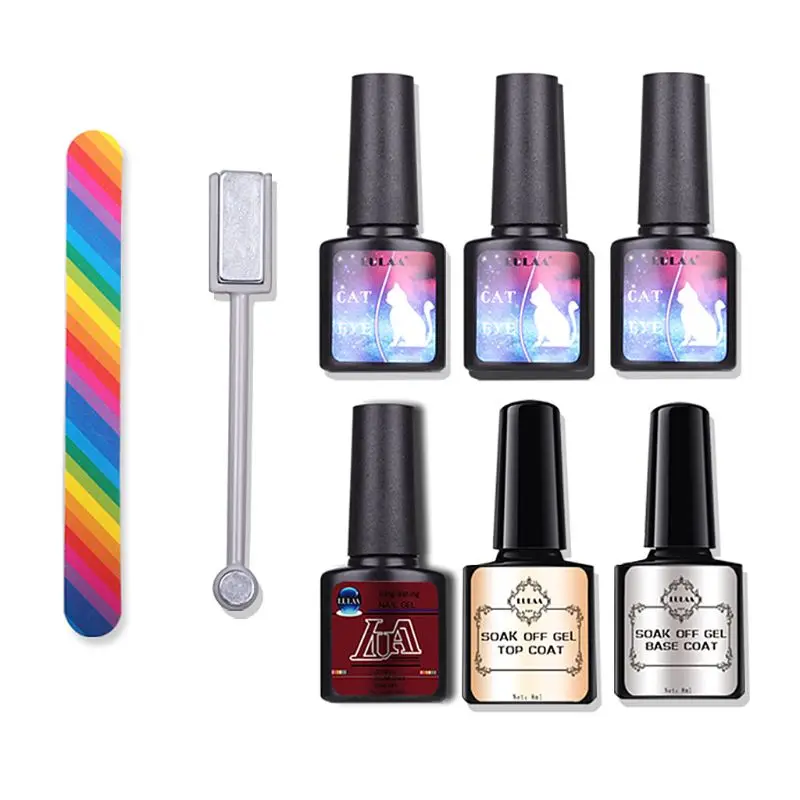 

8pcs UV Nail Gel Polish Set Soak Off Magnetic Nails Art DIY Stick Manicure Tools M76F