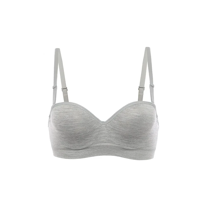 

Seamless Padded Bras Simple Smooth Half Cup Bra Dual-Use Splittable Shoulder Strap Bra off-Shoulder Bra