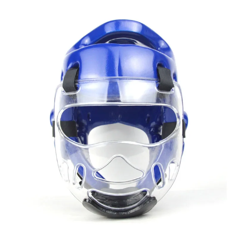 Blue with Mask Каратэ прозрачная маска тхэквондо Тактический шлем Взрослый Молодежный детский спортивный бой Защита лица Защита головы боксёрские ММА Тренировочный Набор - Цвет: Blue with Mask