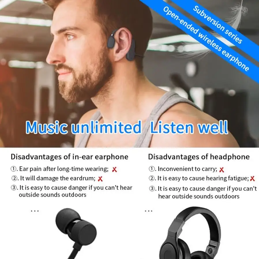 

Wireless Earbuds Sports Bluetooth Headphones Binaural External Waterproof Earphones Ear Hanging Air Guide Long Standby Headset
