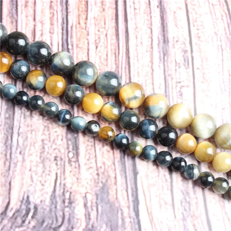 

Yellow blue tiger Natural stone beads round beads for jewelry making Diy necklace bracelet 4/6/8/10/12 MM