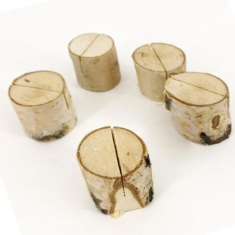 

10Pcs Wood Photo Clips Business Holders Wooden Pile Picture Holder Memo Holder Party Decoration for Wedding Birthday (Cylinder)