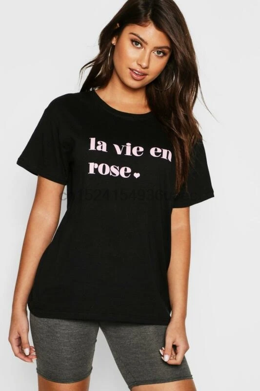 Футболка Boohoo Женская со слоганом La Vie En Rose|Мужские футболки| |