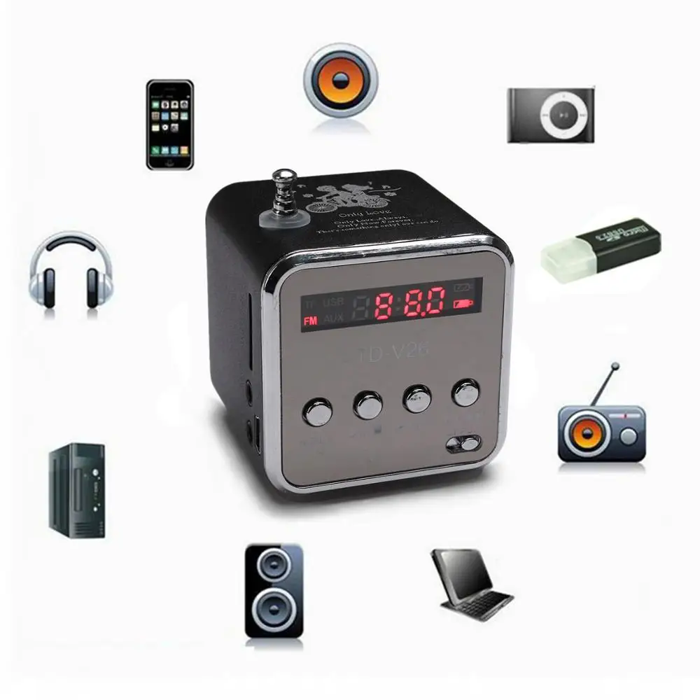 Мини-динамик с ЖК-экраном, микро-SD карта игровой динамик, портативный MP3 музыкальный плеер, поддержка fm-радио
