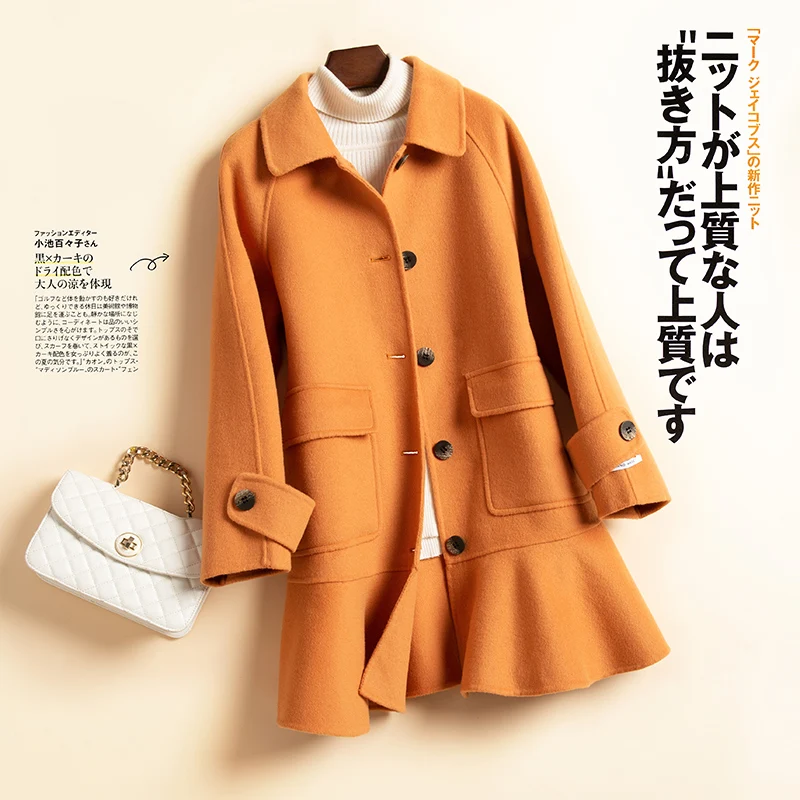 Шерсть натуральная Элегантная куртка 100% женское Manteau Femme Hiver 2020 зимнее черное