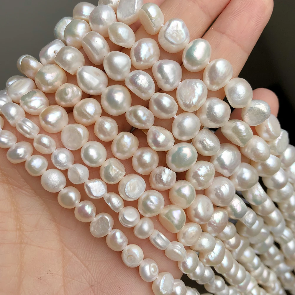 

Natural Flat Round Freshwater Cultured White Pearls Bead Baroque Seed Loose Beads For Jewelry Making Diy Women Bracelet Necklace