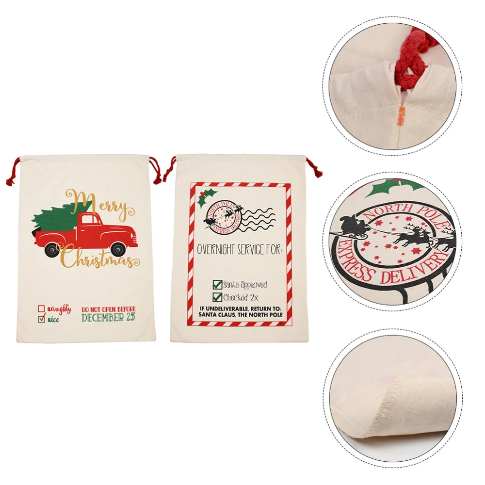 

2pcs Christmas Candy Tote Pouches Reusable Pouches Christmas Drawstring Bags