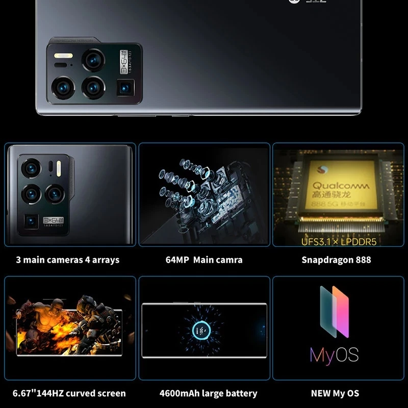 original zte axon 30 ultra 5g smartphone snapdragon 888 fast charging 66w 4600mah battery android 11 amoled display mobile phone free global shipping