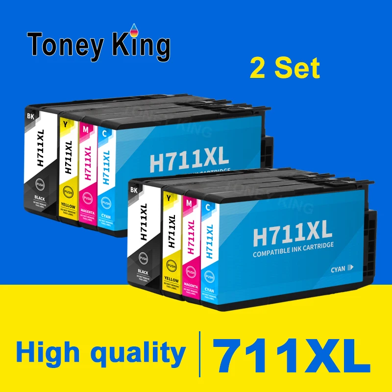 

Toney King 711 Ink Cartridge Compatible For HP711 For HP 711 XL 711XL Designjet T120 T520 24-in ePrinter Printer ink Cartridges
