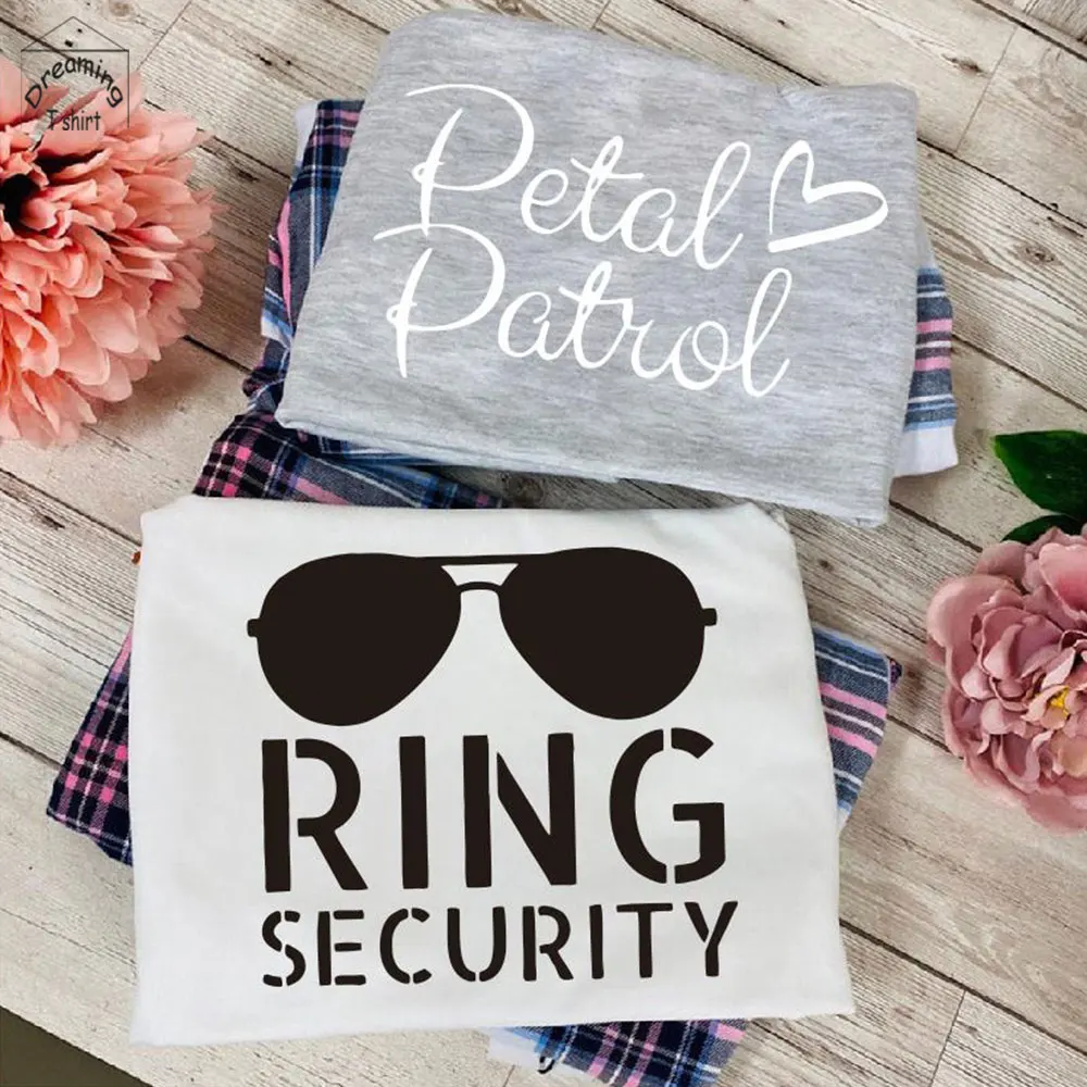 

Лепесток футболка с принтом «Patrol» кольцо безопасности рубашки с цветочным узором для девочек, футболка на свадьбу свадебный женские футбол...