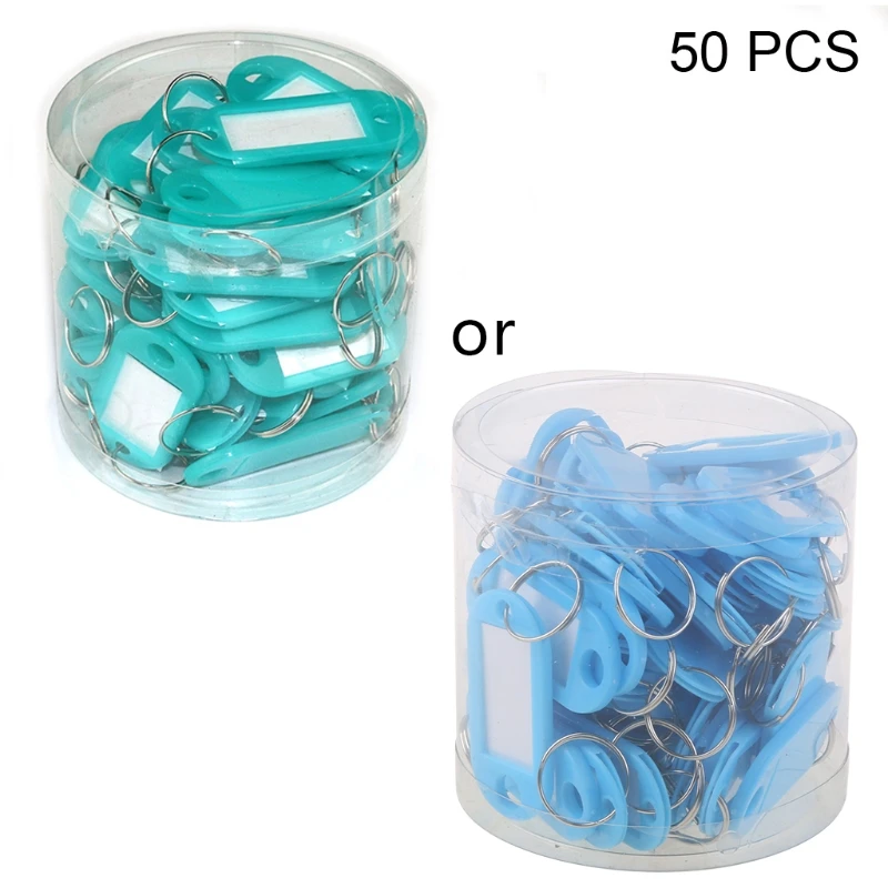 

50pcs Key ID Tag Baggage Luggage Name Label Card with Split Ring Keyring 63HC
