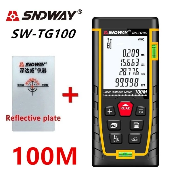 Лазерный дальномер SNDWAY, дальномер 120 м, 100 м, 80 м, 60 м, 40 м, лазерный дальномер, цифровая линейка trena roulette - Цвет: TG100