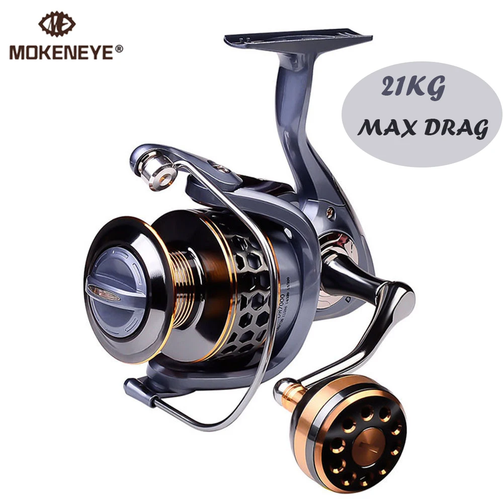 

MOKENEYE Max Drag 21KG Spool Fishing Reel Gear 5.2:1 Ratio High Speed Spinning Reel Casting Reel Carp for Saltwater Pesca