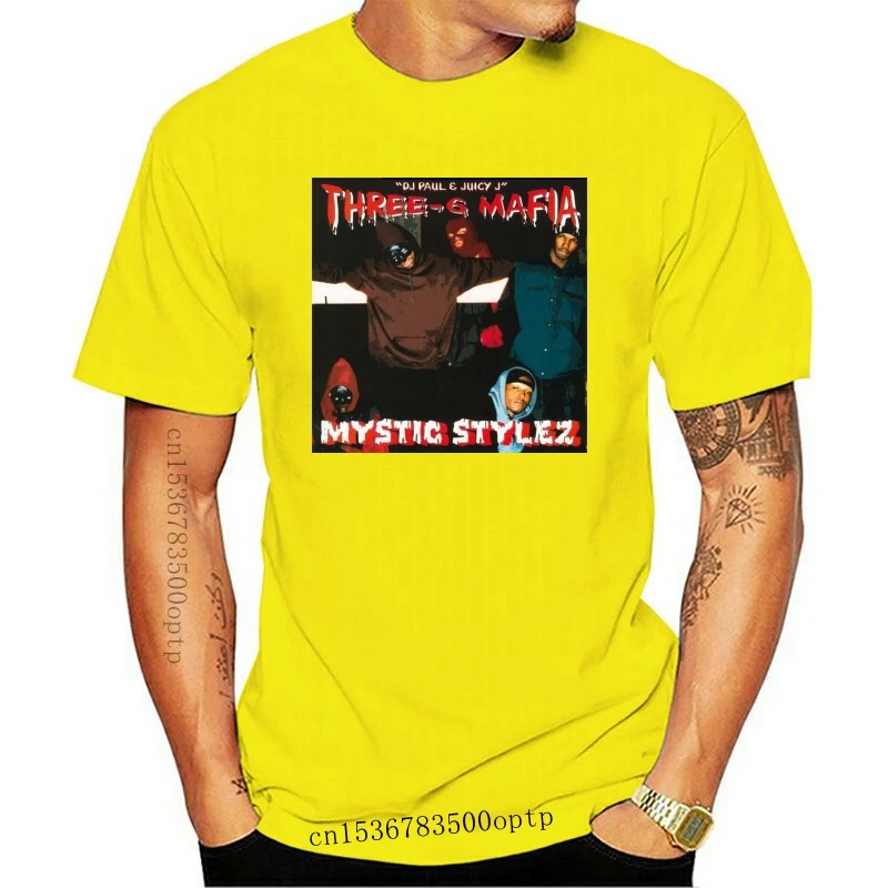 Мужская черная футболка с принтом Три шести мафии-мистик стилес - купить по