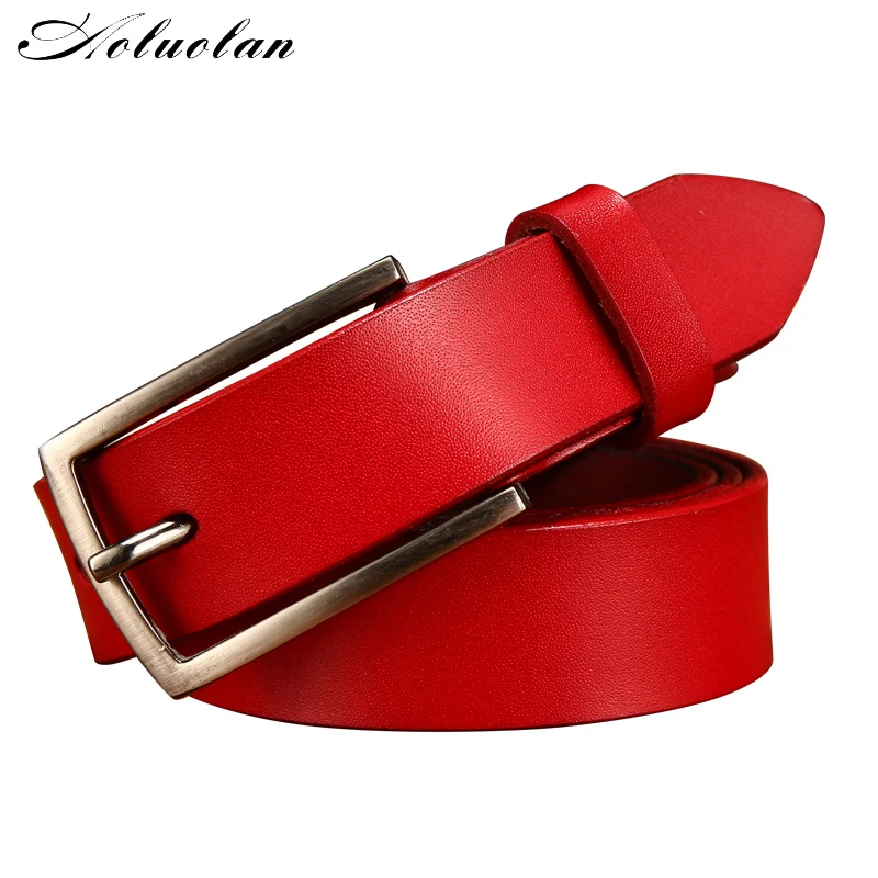 Aoluolan women leather belt needle buckle buckle leisure business leather belt jeans strap womens gift free transportation