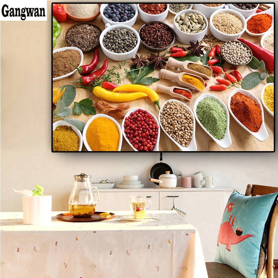 

5D DIY Diamond Painting Full Square round Still Life Various of Spice Cross Stitch diamond embroidery mosaic Food Kitchen decor