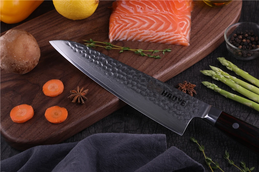 3 шт. японский шеф-повара Nakiri Gyuto Набор ножей для стейка Дамасские кухонные ножи с ручкой Dalbergia Полный Тан приготовления столовых приборов Новинка
