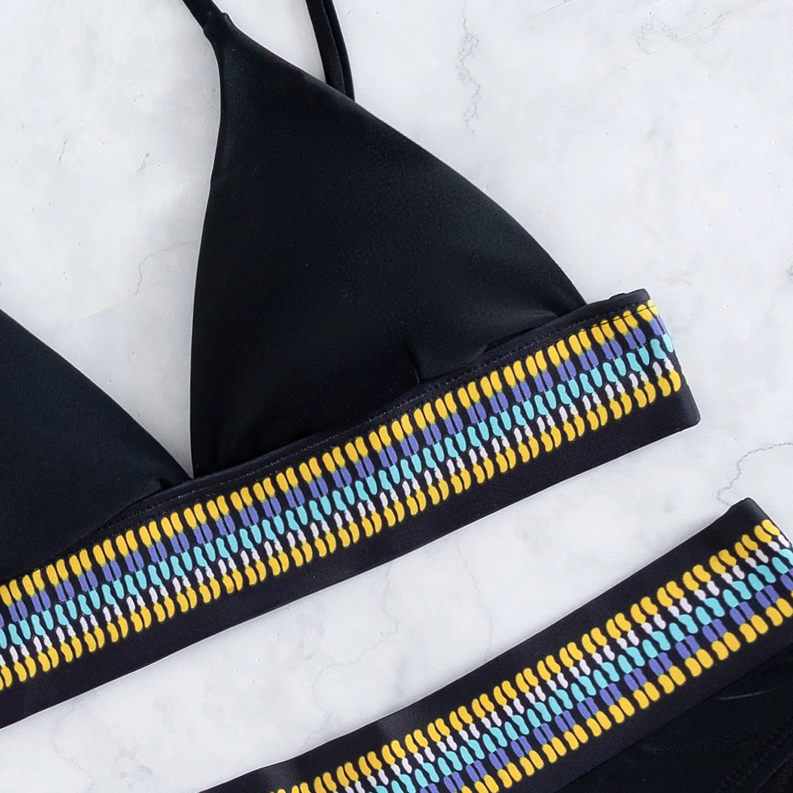 Женский купальник лоскутный комплект бикини пуш-ап бразильский с высокой талией