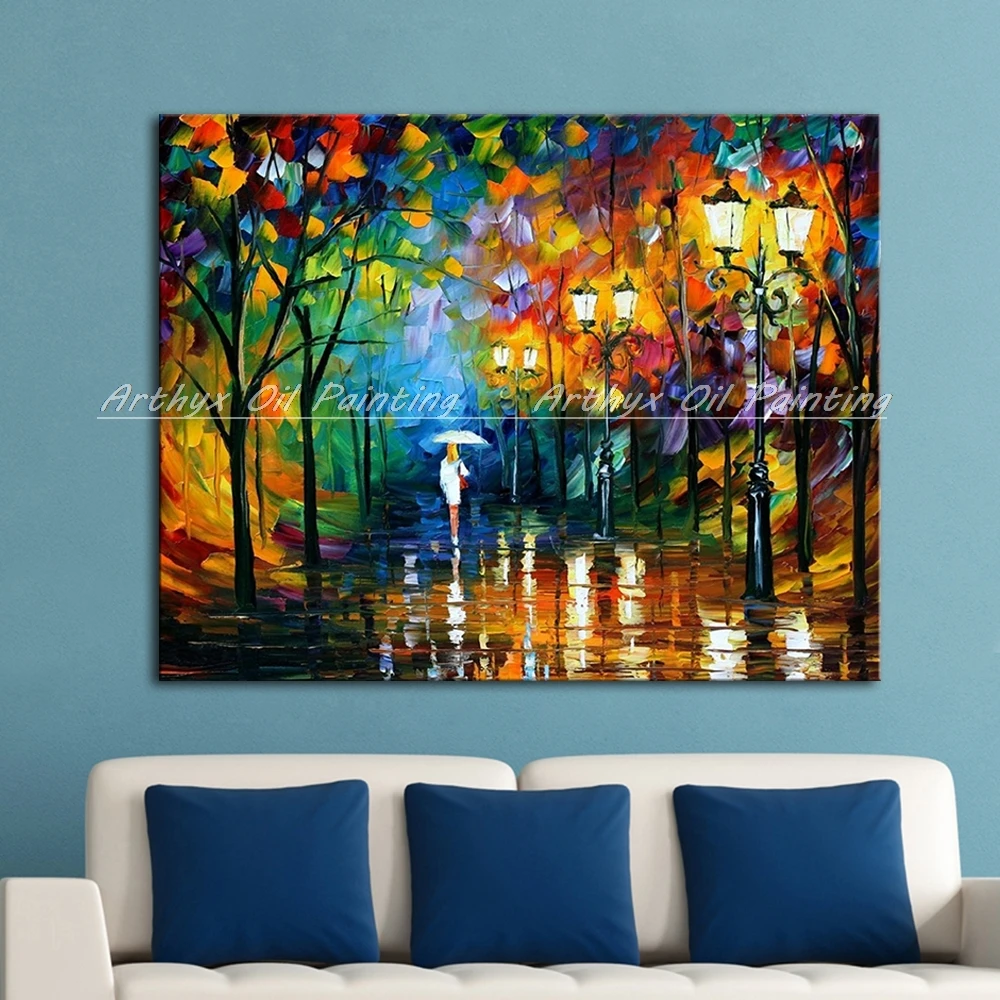 Ручная краска пейзаж масляные картины палитра нож толстая яркий цвет