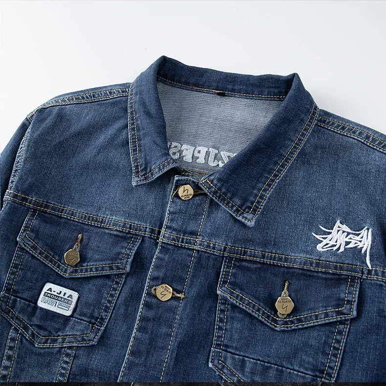 

Spring and autumn japanese fashion slim-fit denim jacket youth small size single-breasted denim blue casual cotton jacket 2021