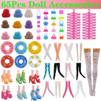 65pcs barbies clothes accessories freeshipping20shoes20hangers10bags5socks5hats5swimming ring for barbie doll clothes toy