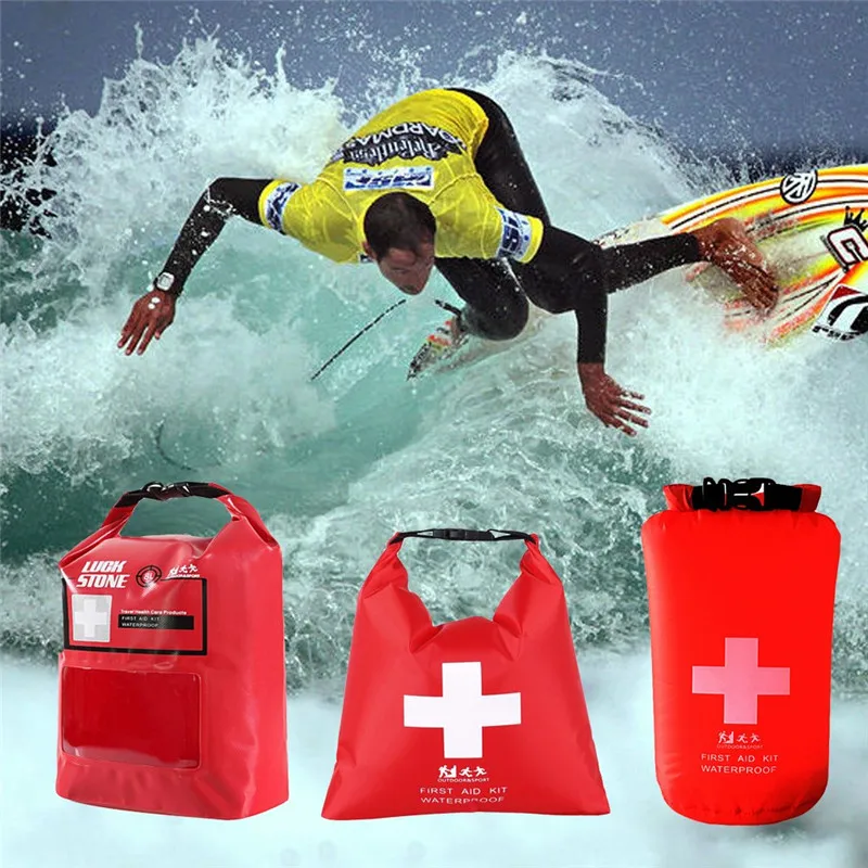 

Profession First Aid Bag Emergency Kits Empty Bag Rafting Travel Dry Camping Portable Medical Bag Red Color Waterproof 1.2L/5L/8
