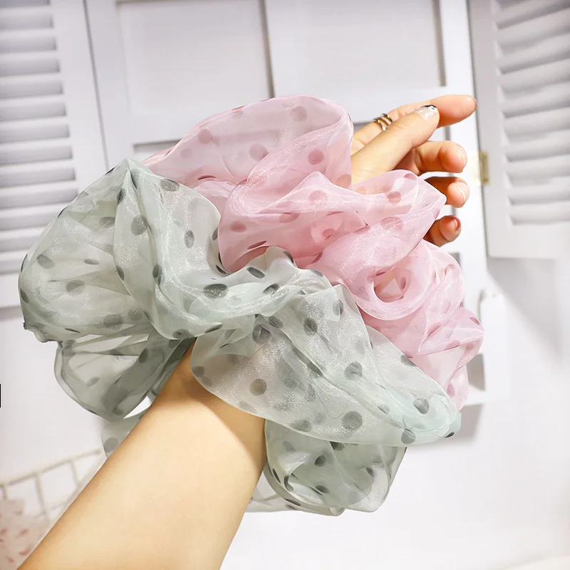 Женские и женские большие резинки для волос в горошек держатель конского хвоста