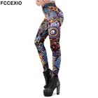 Леггинсы FCCEXIO женские с круглыми цветами, классические штаны с принтом мандалы, в ацтекском стиле, для фитнеса и тренировок, эластичные