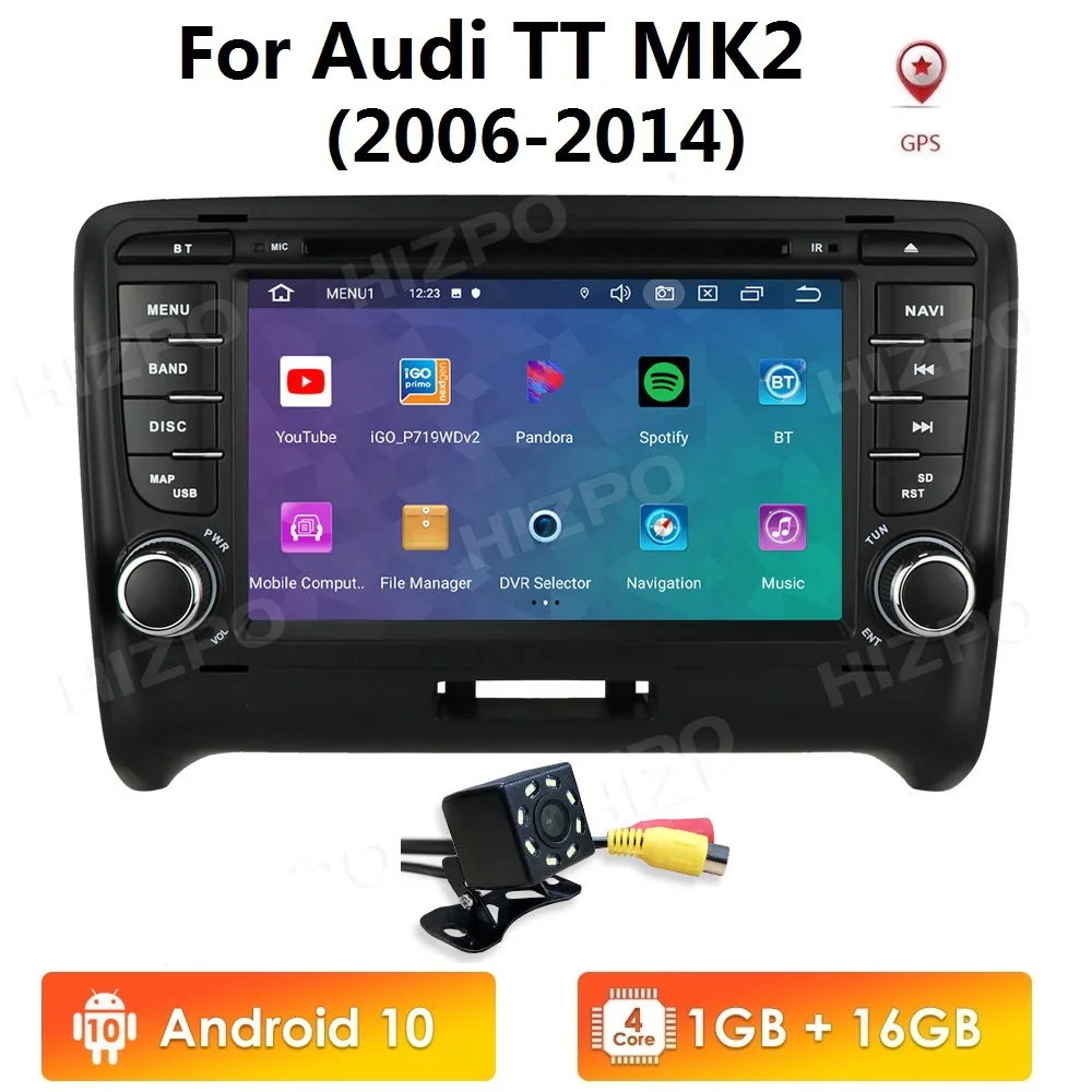 Четырехъядерный 7 дюймов Android 10 Автомобильный dvd стерео для Audi TT MK2 2006 2014 плеер