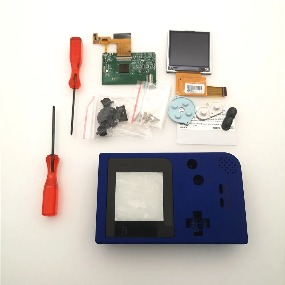 Blue Diy части GBP ЖК-экран наборы Консоль оболочка чехол кнопки для игры мальчик карманная подсветка 5 уровней яркость отвертки - Цвет: Blue