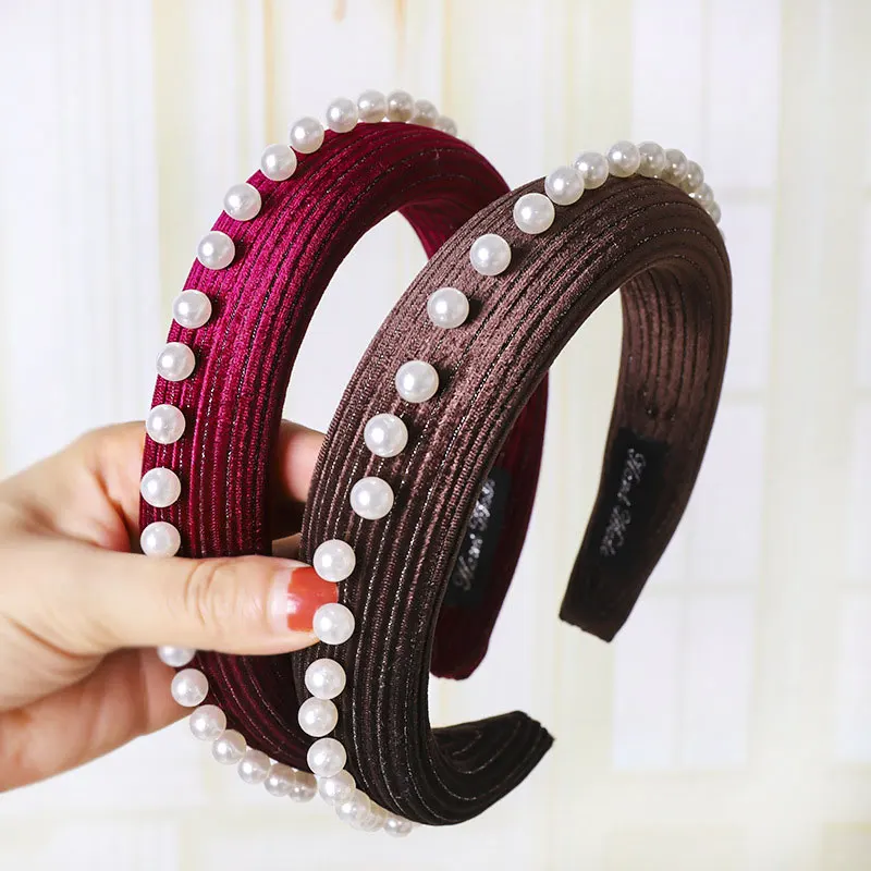 Лента для волос Fioday женская тканевые обручи с жемчужинами аксессуары свадебной