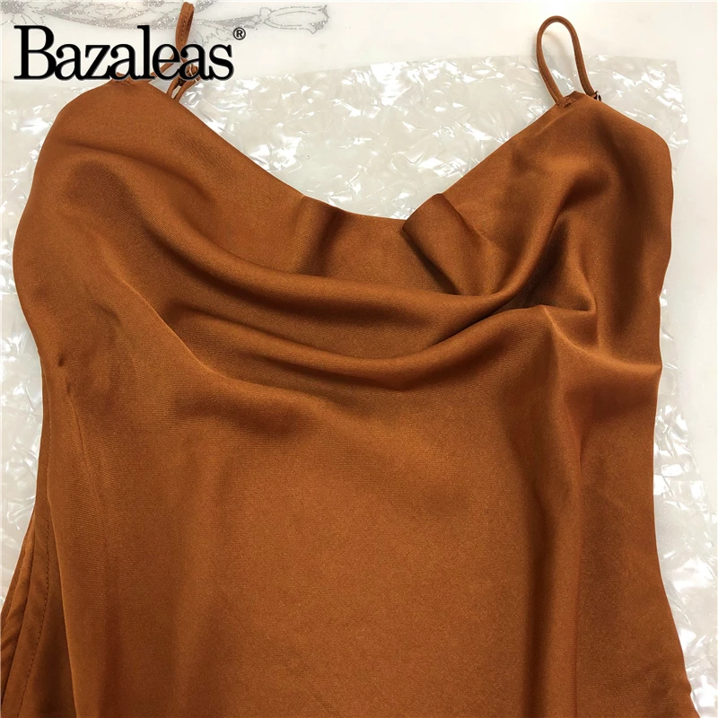 Bazaleas винтажное модное атласное пляжное платье с двусторонним шнурком шелковое