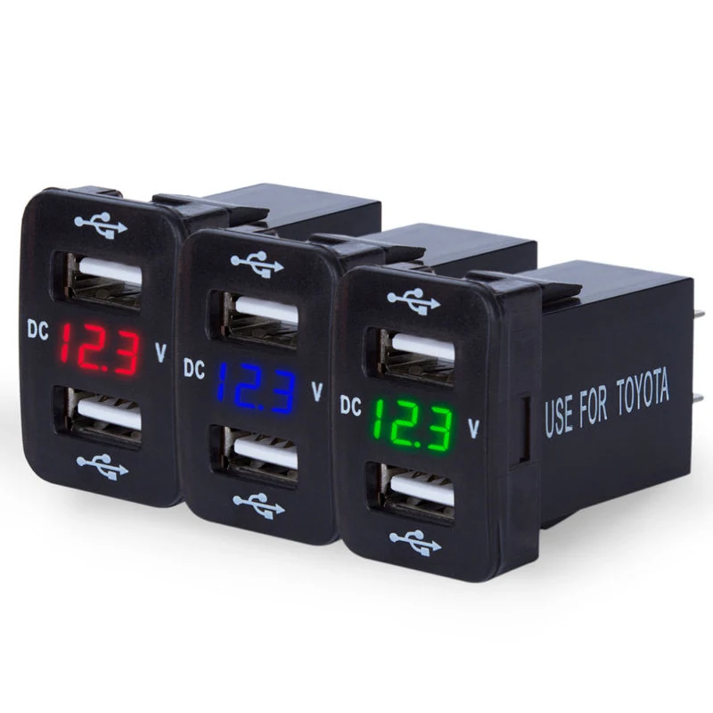 

12V 4.2A Dual USB Ports Car Charger Socket Voltmeter Power Adapter Replacement