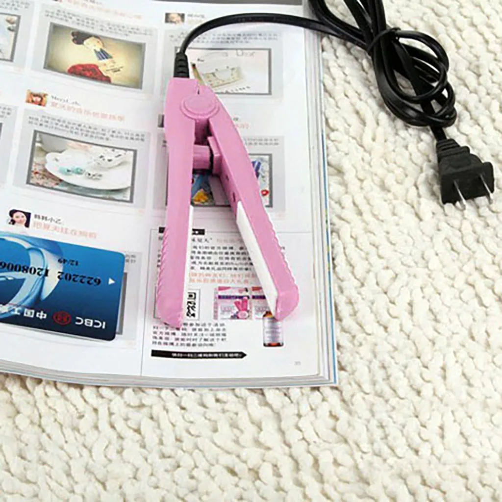 Мини утюжок для выпрямления волос керамический переносной розовый выпрямитель