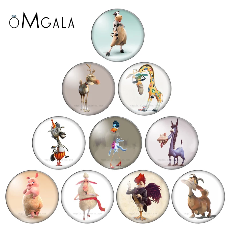3D милая лошадь корова свинка овечка фоторамка с круглым кабошоном для фото