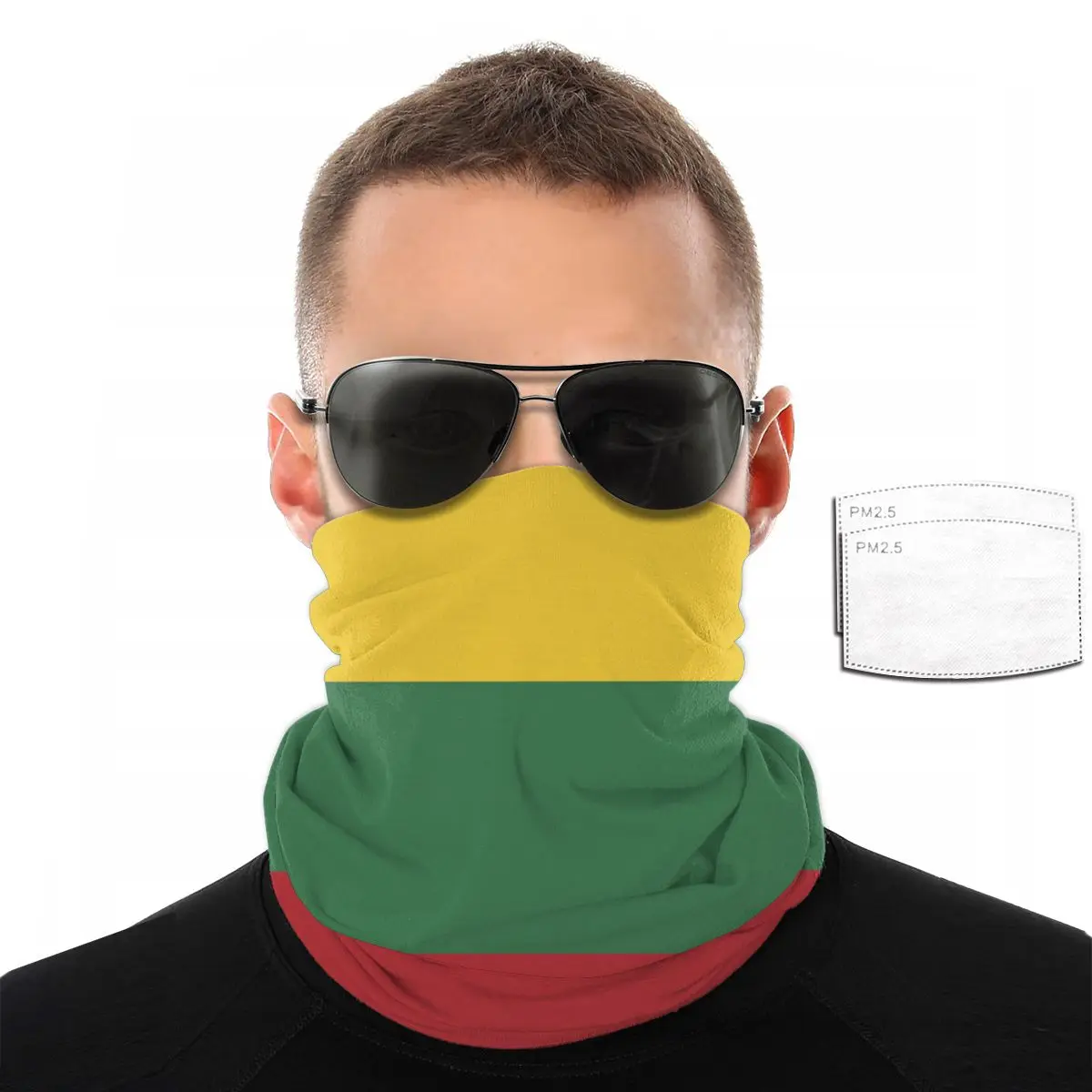 Шарф для лица с литовым флагом и фильтром 2 шт. универсальный головной платок