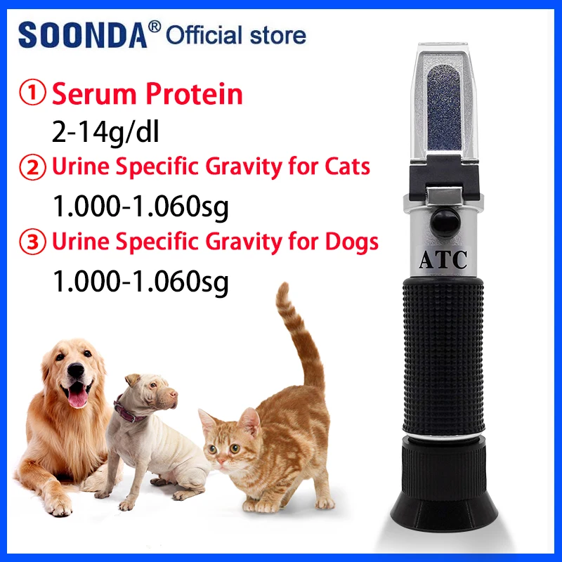 Refractometer Pet Urine Specific Gravity Meter Veterinary Serum Plasma Protein Hemoglobin Tester Cats and Dogs Hydrometer | Инструменты