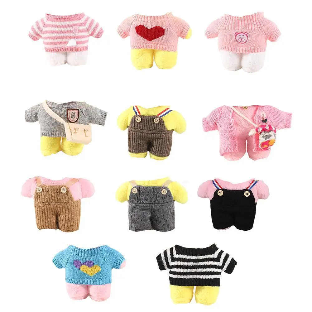

30cm Plush Stuffed Doll Toy Clothes Accessories PP Cotton Pink And Clothing White Stripes Clothes Pink Bears Black Overalls