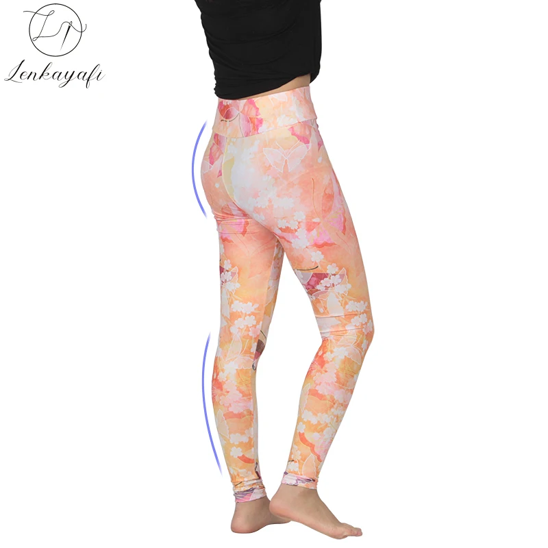 

LEN KA YAFI Leggings For Women High Waist Yoga Pants Slim Ankle-length Printing Stretch Tight Spring Summer Elasticity