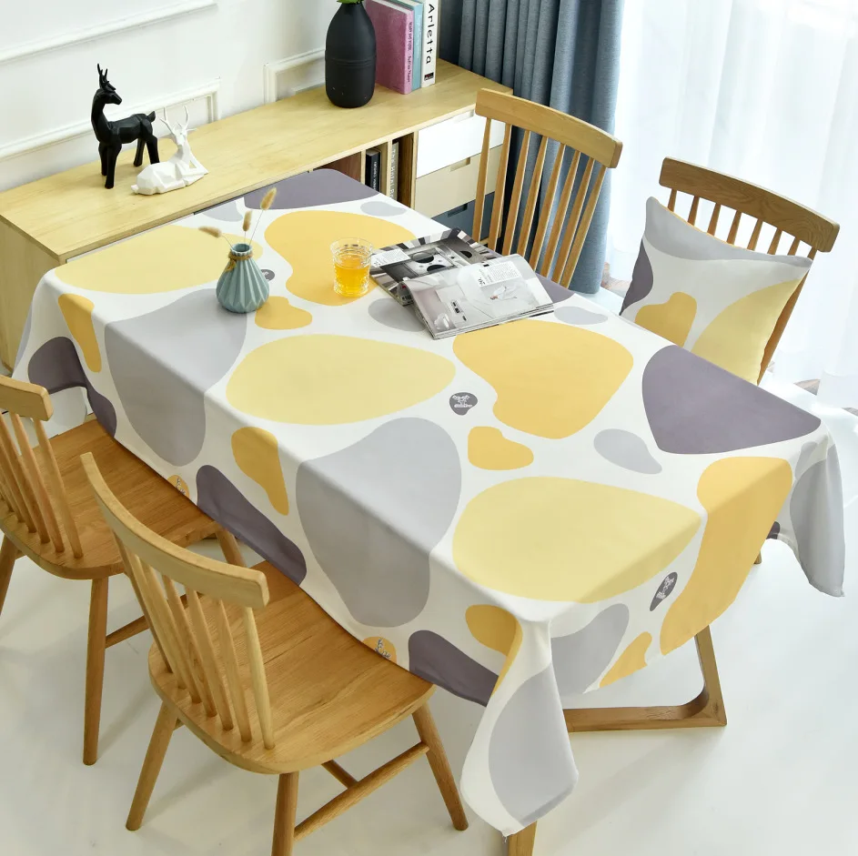 

Thick Waterproof Rectangular Oilproof Tablecloths Geometric Pattern Prints Tablecloth Modern Kitchen Party Table Cloths