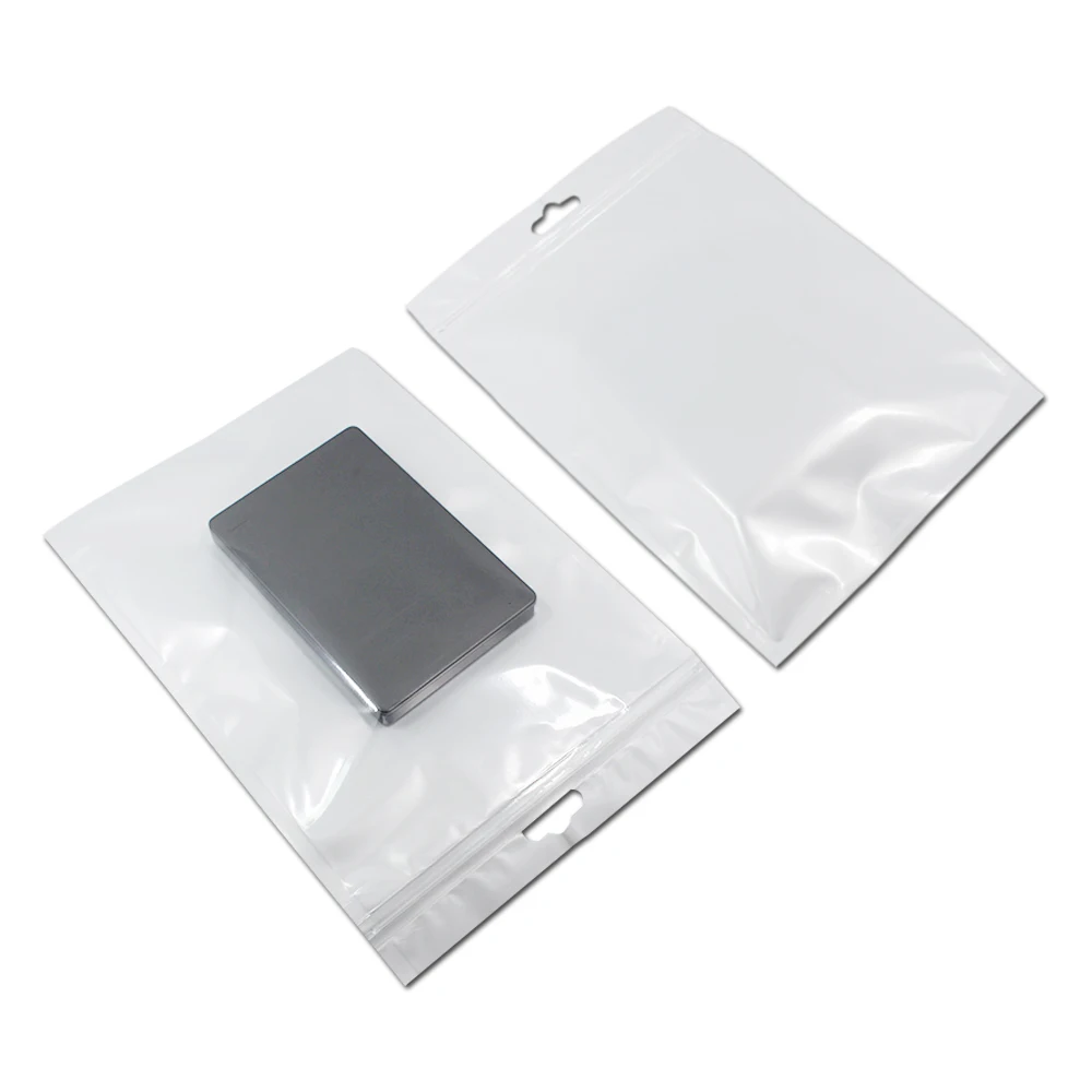 

Wholesale 16cm*24cm White/Clear Self Seal Zipper Plastic Retail Packaging Packing Bag Zip Lock Storage Bag Package W/ Hang Hole