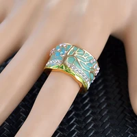 colorful painting relief ring fashion design frog tree luxury finger jewelry womens fashion rings statement decoration rings