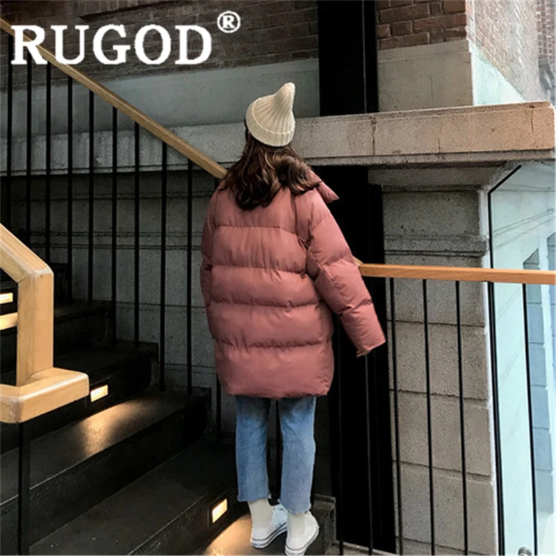 RUGOD, Длинная зимняя одежда, женское хлопковое пальто с длинным рукавом, плотное пальто, однотонное повседневное свободное Женское пальто, теплая зимняя одежда, casaco feminino