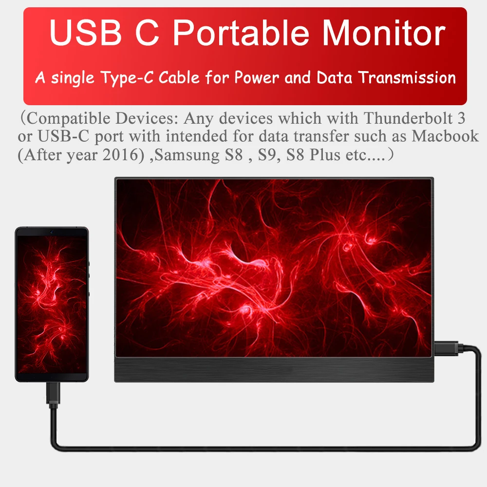 1080P Touch 15.6 portable monitor With Type-C HDR ultra slim display for Mac/PC/smart phone/PS4 | Электроника