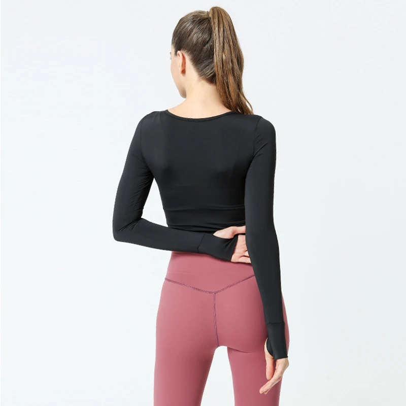 Женские топы для йоги бандажная Спортивная рубашка с длинным рукавом футболка