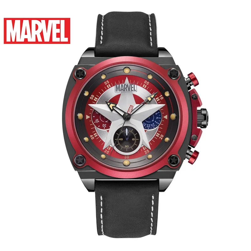 

Disney Marvel Men's Watch Captain America Quartz Belt Trendy Sports Personalized Six-Pin Watch