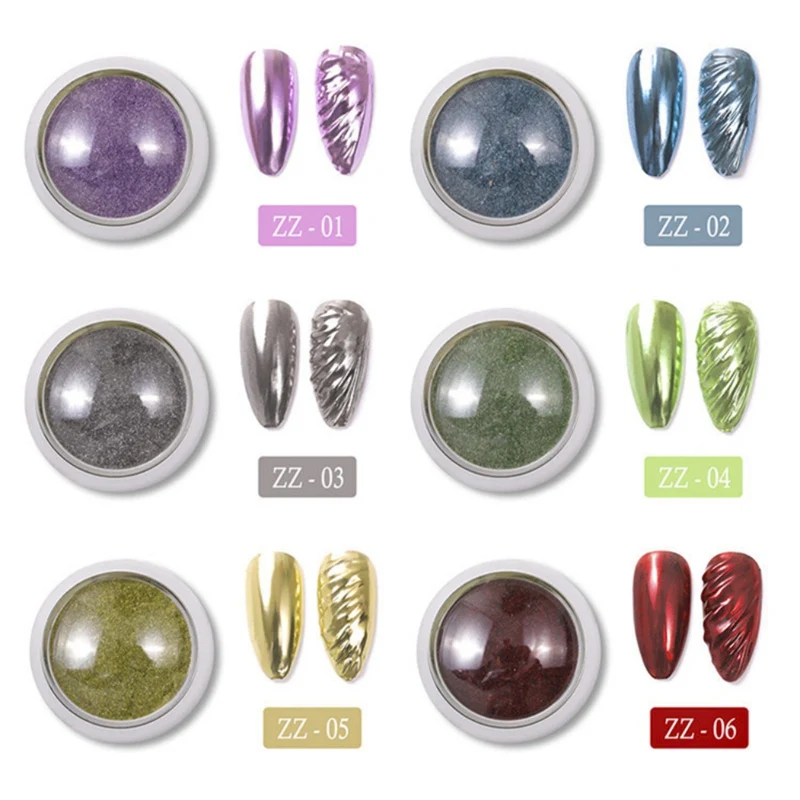 Пигмент для дизайна ногтей порошок зеркальный блестящий металлический цвет УФ