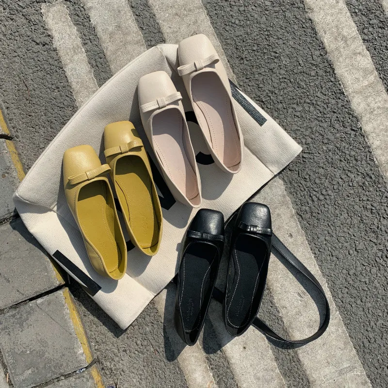 Boussac/Элегантные женские туфли-балетки с бантиком винтажные однотонные туфли на