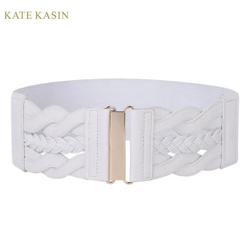 KK Модный женский плетеный пояс с эластичной лентой + из искусственной кожи для