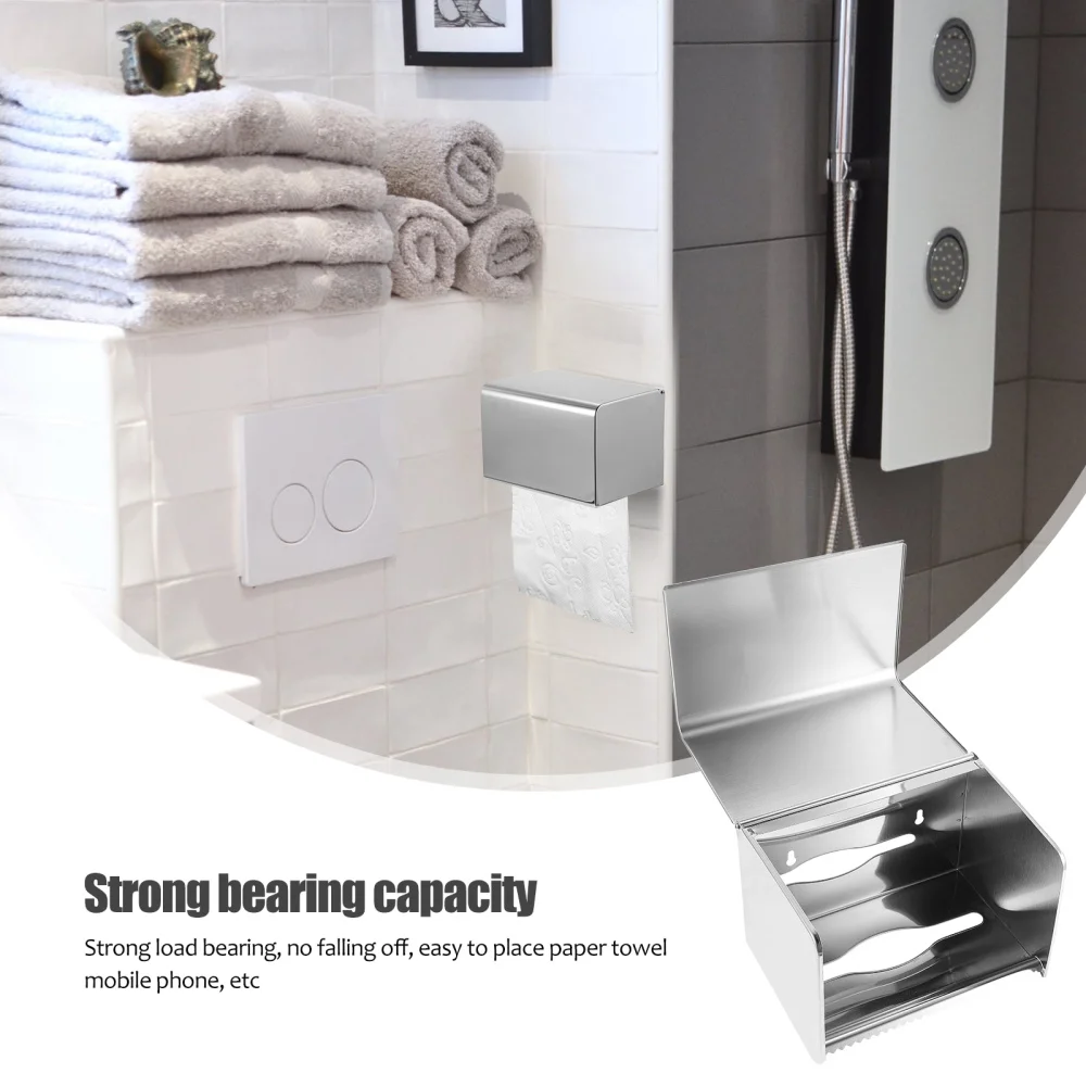 

1Pc Drilling Bathroom Tissue Holder Stainless Steel Wall Mount Tissue Box